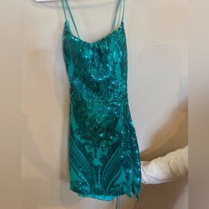 Dark Green Sequin Dress